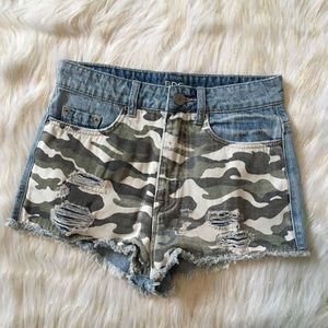 BDG High Rise Dree Cheeky Camo Shorts